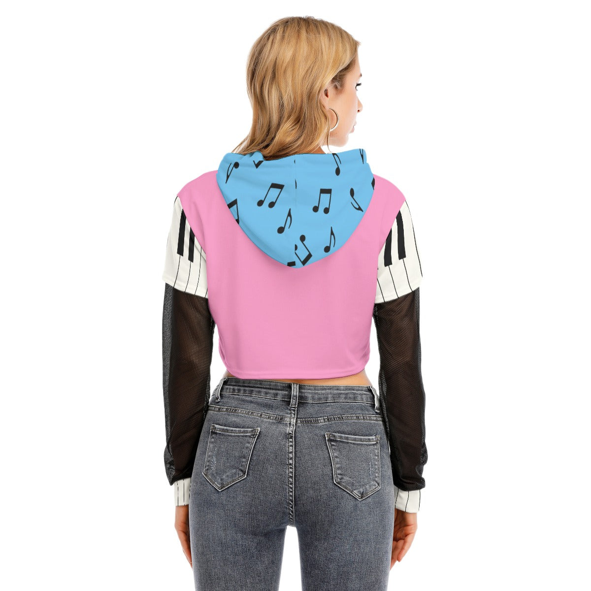 DJ Music Man (fnaf inspired) - Mesh sleeve Cropped Hoodie