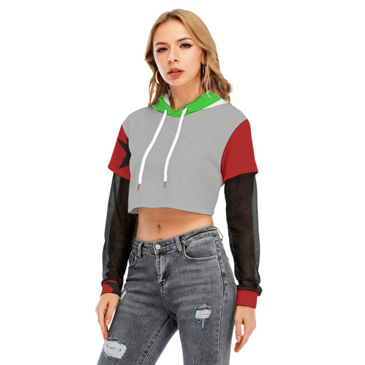 Roxy (fnaf inspired) - Mesh sleeve Cropped Hoodie