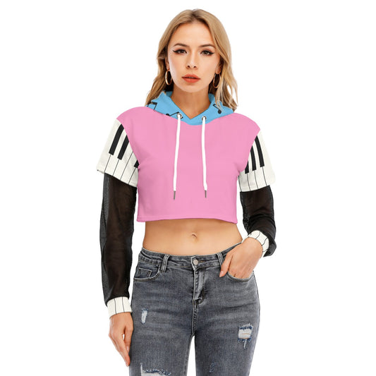 DJ Music Man (fnaf inspired) - Mesh sleeve Cropped Hoodie