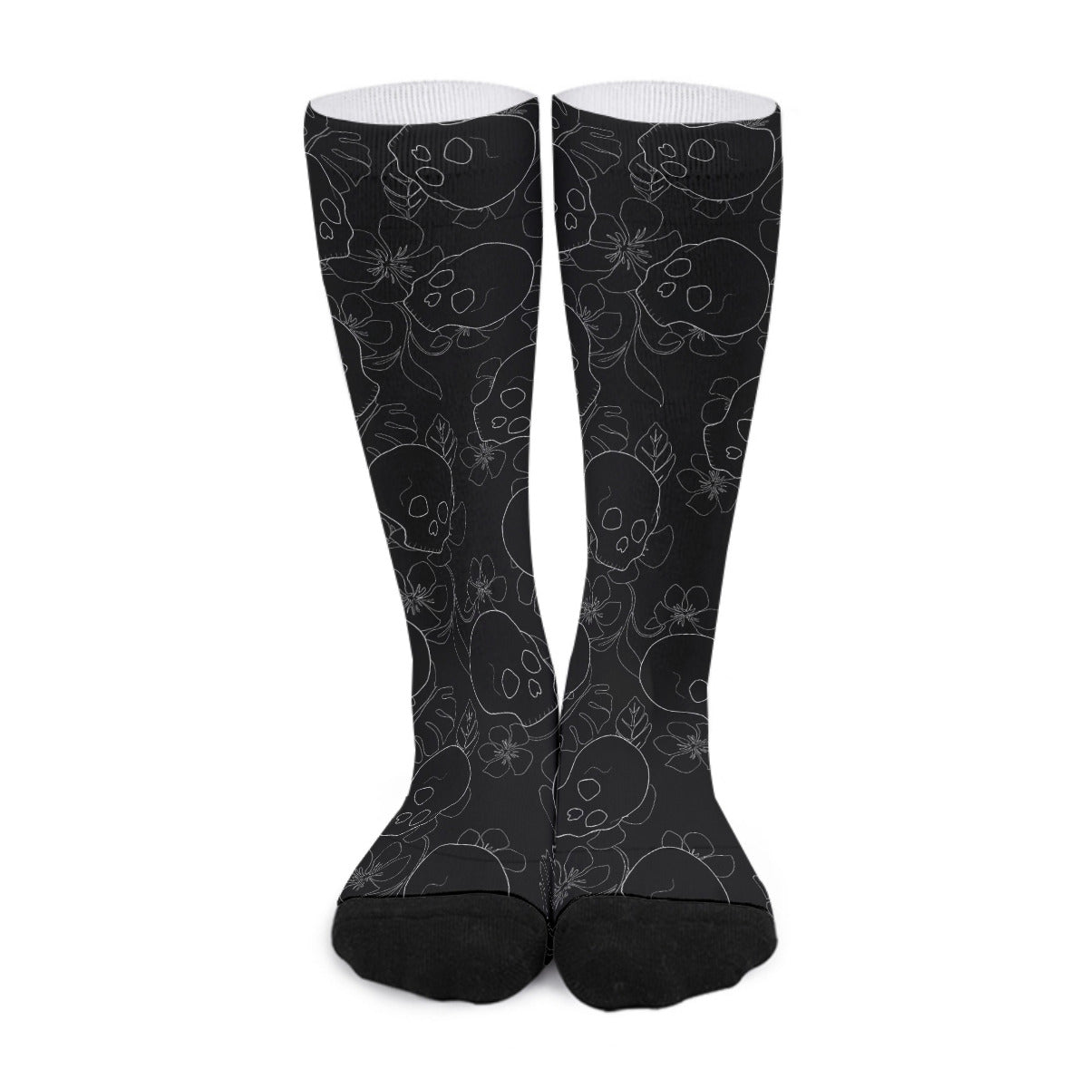 floral skull - Long Socks