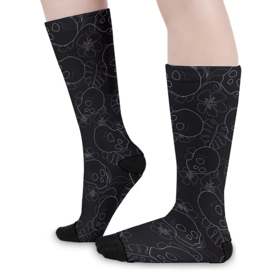 floral skull - Long Socks