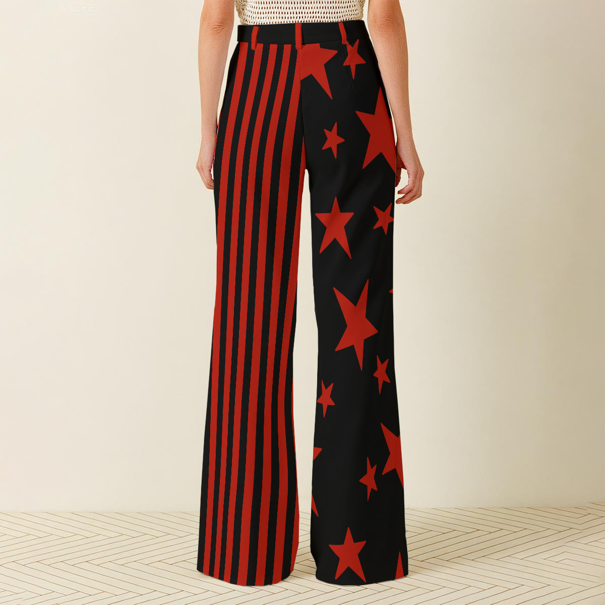 black and red - Wide Leg Pants