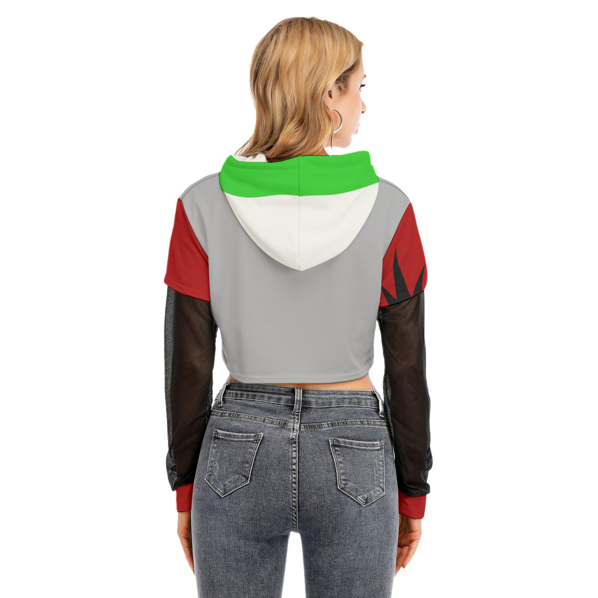 Roxy (fnaf inspired) - Mesh sleeve Cropped Hoodie