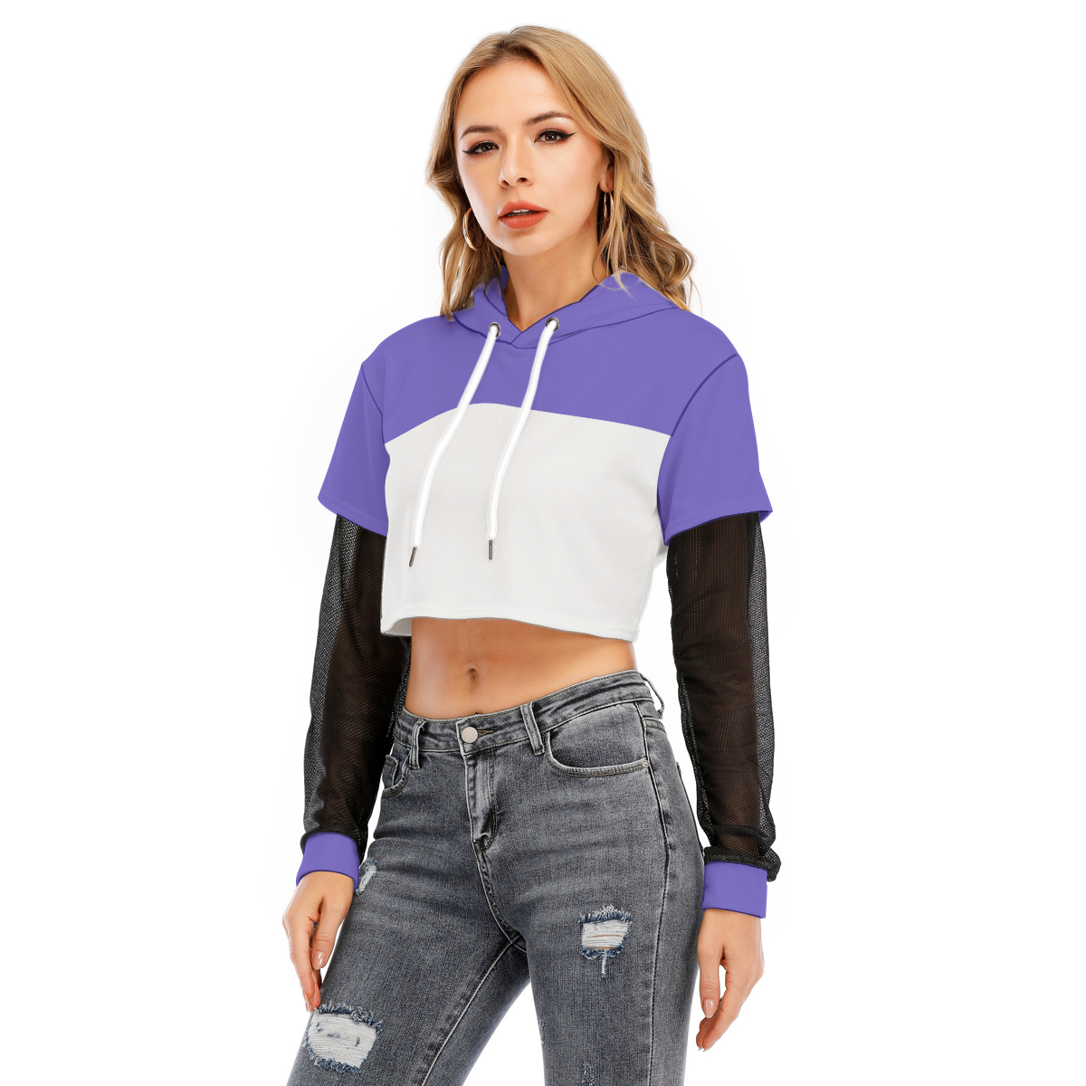 Luz (toh inspired) - Mesh Sleeve Cropped Hoodie