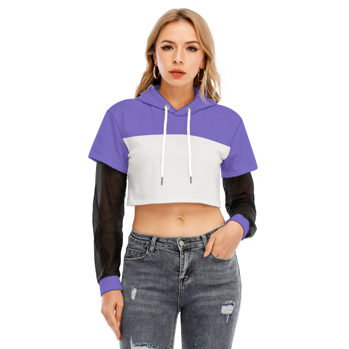 Luz (toh inspired) - Mesh Sleeve Cropped Hoodie